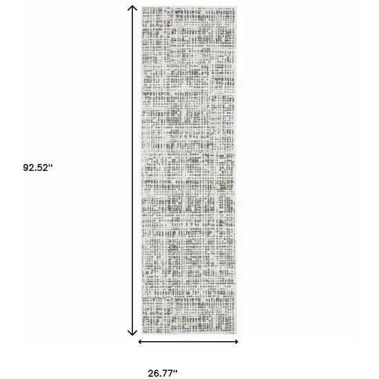 2' X 8' White And Grey Abstract Power Loom Stain Resistant Runner Rug Photo 3