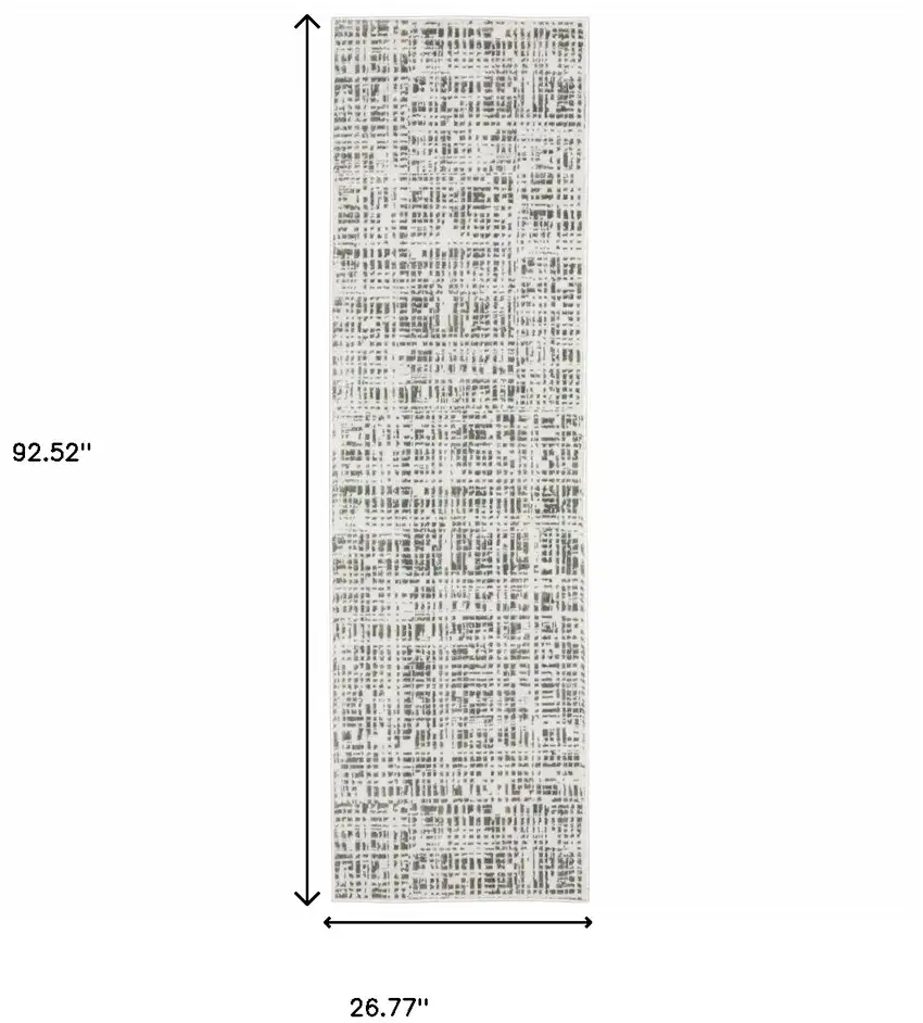 2' X 8' White And Grey Abstract Power Loom Stain Resistant Runner Rug Photo 3