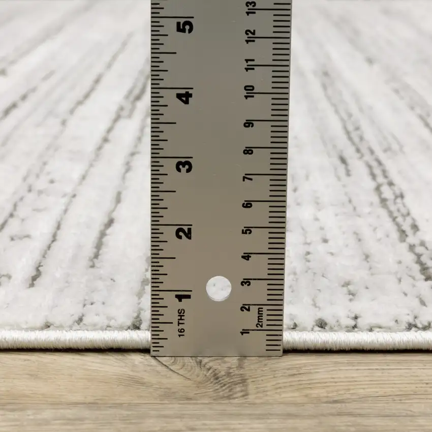 White And Grey Abstract Power Loom Stain Resistant Runner Rug Photo 8