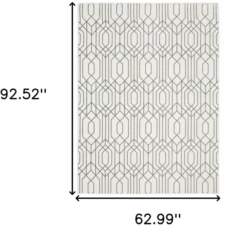 White And Grey Geometric Power Loom Stain Resistant Area Rug Photo 10