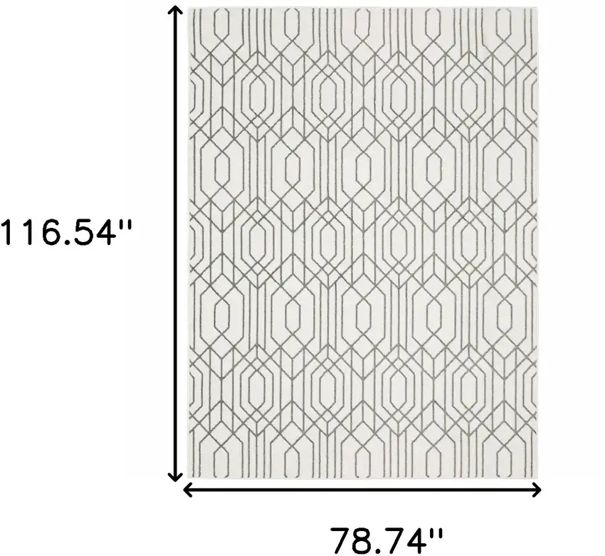 White And Grey Geometric Power Loom Stain Resistant Area Rug Photo 10