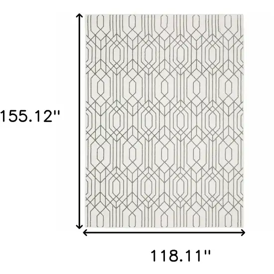 White And Grey Geometric Power Loom Stain Resistant Area Rug Photo 3