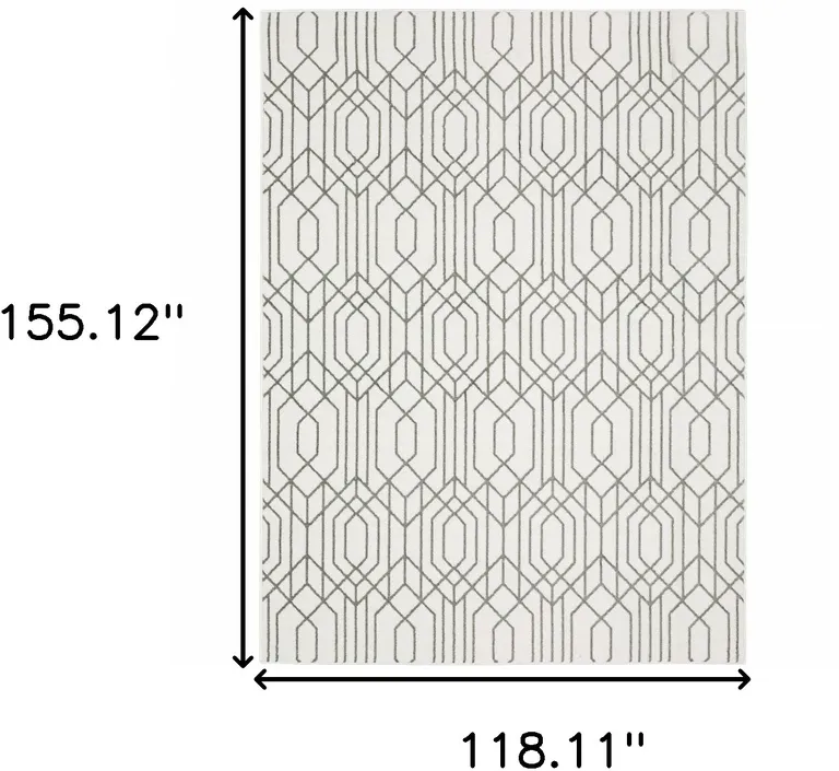 White And Grey Geometric Power Loom Stain Resistant Area Rug Photo 4