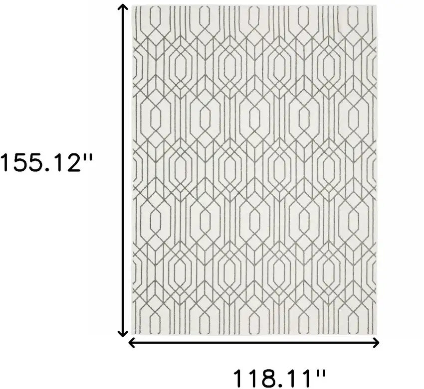 White And Grey Geometric Power Loom Stain Resistant Area Rug Photo 3