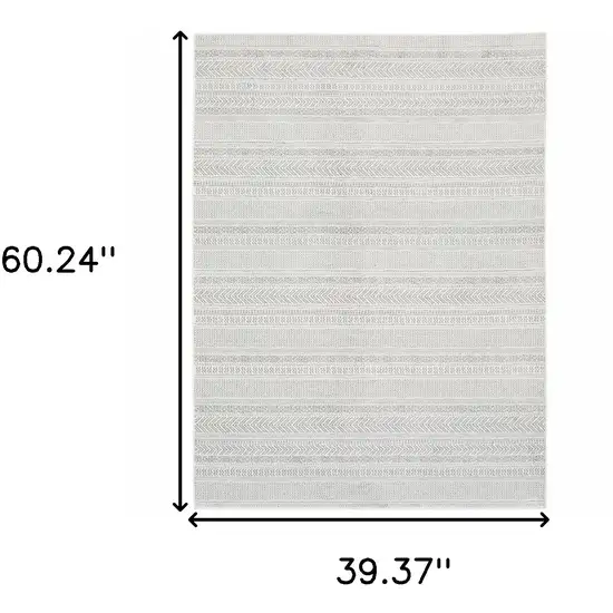 White And Grey Geometric Power Loom Stain Resistant Area Rug Photo 3