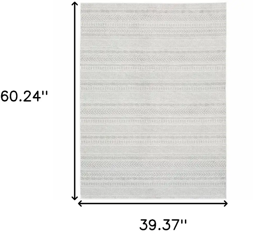White And Grey Geometric Power Loom Stain Resistant Area Rug Photo 3