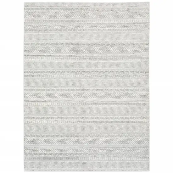 White And Grey Geometric Power Loom Stain Resistant Area Rug Photo 1