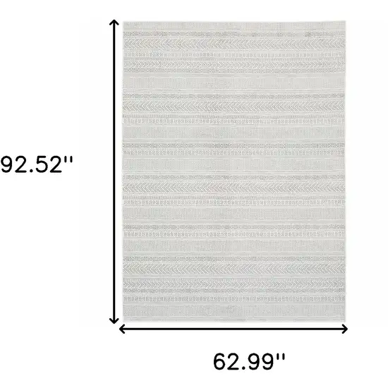 White And Grey Geometric Power Loom Stain Resistant Area Rug Photo 3