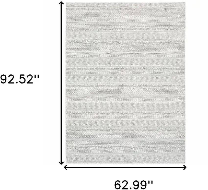 White And Grey Geometric Power Loom Stain Resistant Area Rug Photo 3