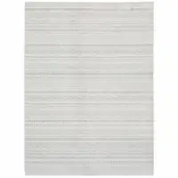 Photo of White And Grey Geometric Power Loom Stain Resistant Area Rug