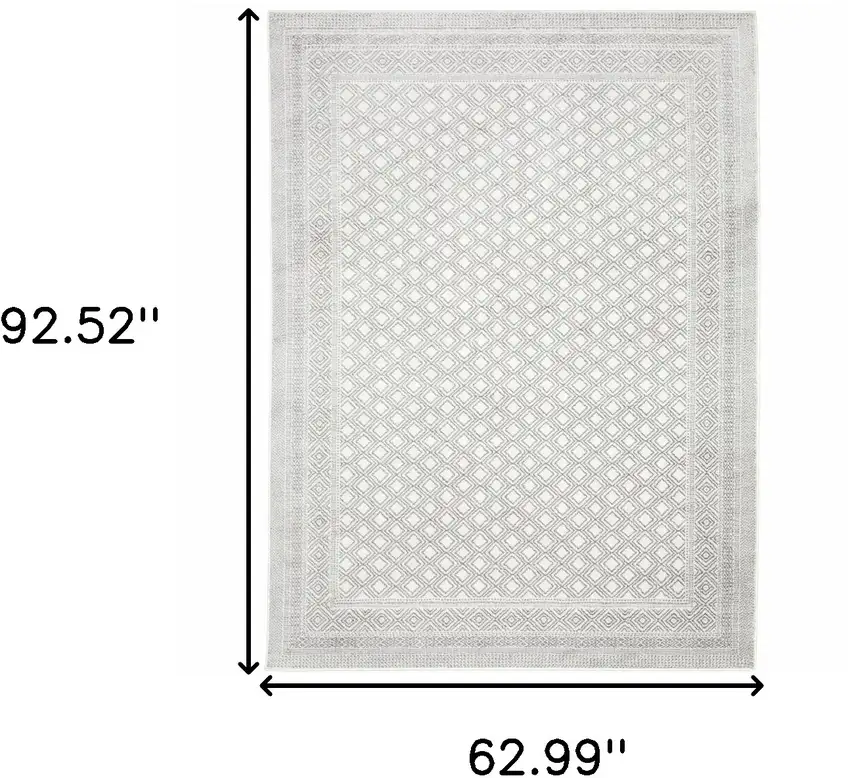 White And Grey Oriental Power Loom Stain Resistant Area Rug Photo 3