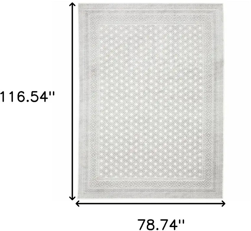 Gray and White Oriental Power Loom Area Rug Photo 3