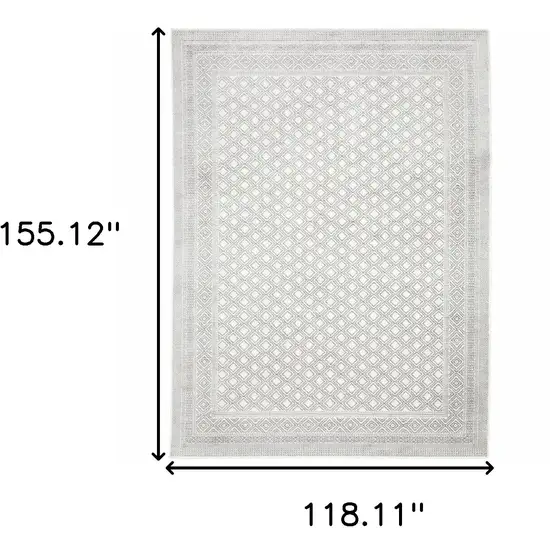 White And Grey Oriental Power Loom Stain Resistant Area Rug Photo 3