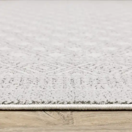 White And Grey Oriental Power Loom Stain Resistant Runner Rug Photo 5
