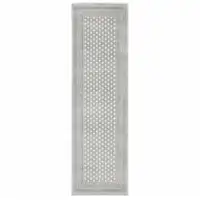 Photo of White And Grey Oriental Power Loom Stain Resistant Runner Rug