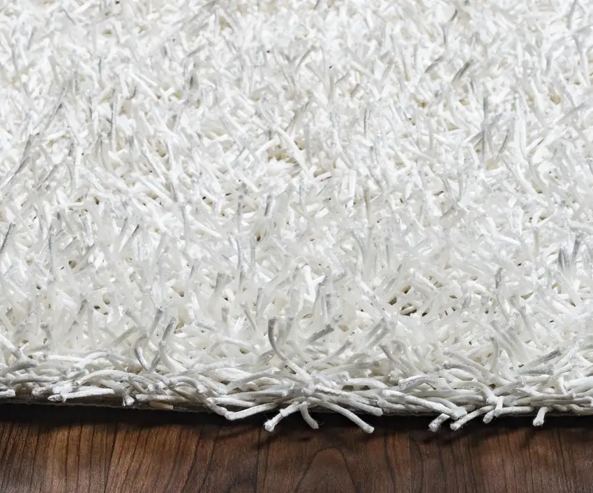 White And Natural Shag Hand Tufted Area Rug Photo 5