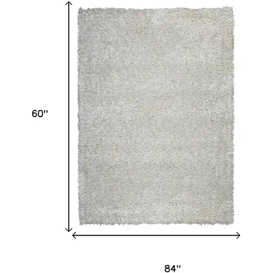 White And Natural Shag Hand Tufted Area Rug Photo 6