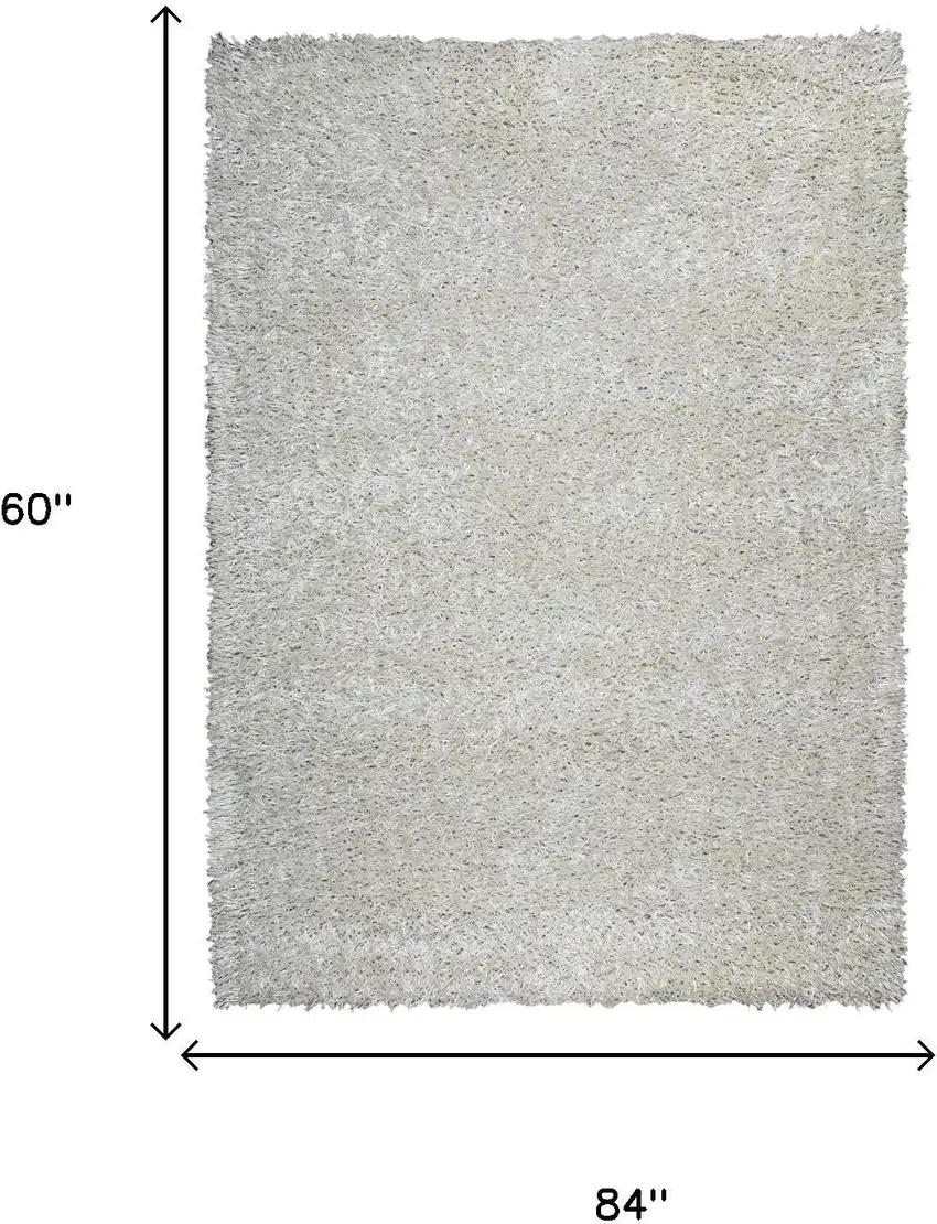White And Natural Shag Hand Tufted Area Rug Photo 6