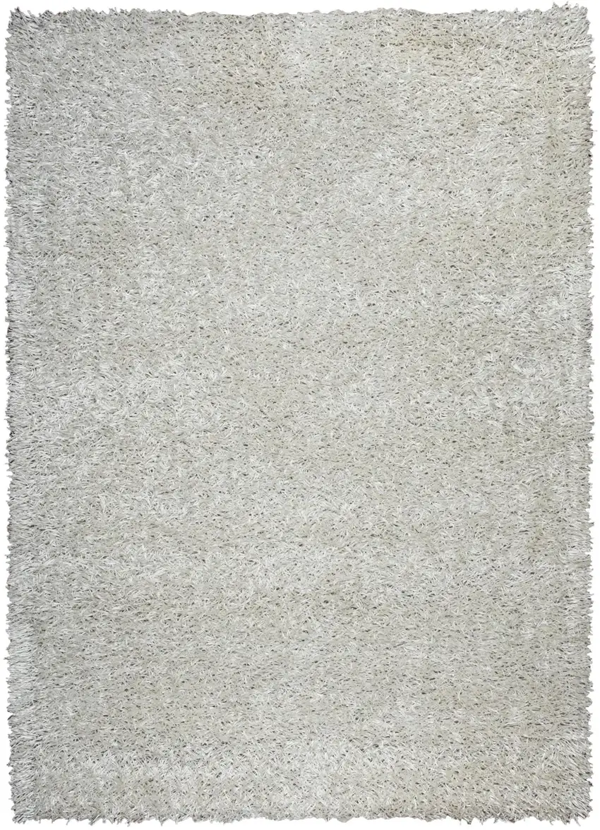 White And Natural Shag Hand Tufted Area Rug Photo 1