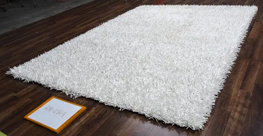 White And Natural Shag Hand Tufted Area Rug Photo 4