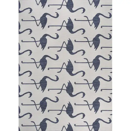 White And Navy Blue Animal Print Indoor Outdoor Area Rug Photo 1