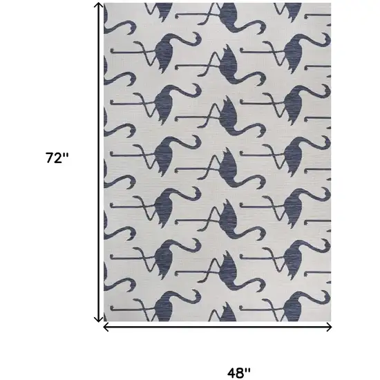 White And Navy Blue Animal Print Indoor Outdoor Area Rug Photo 5