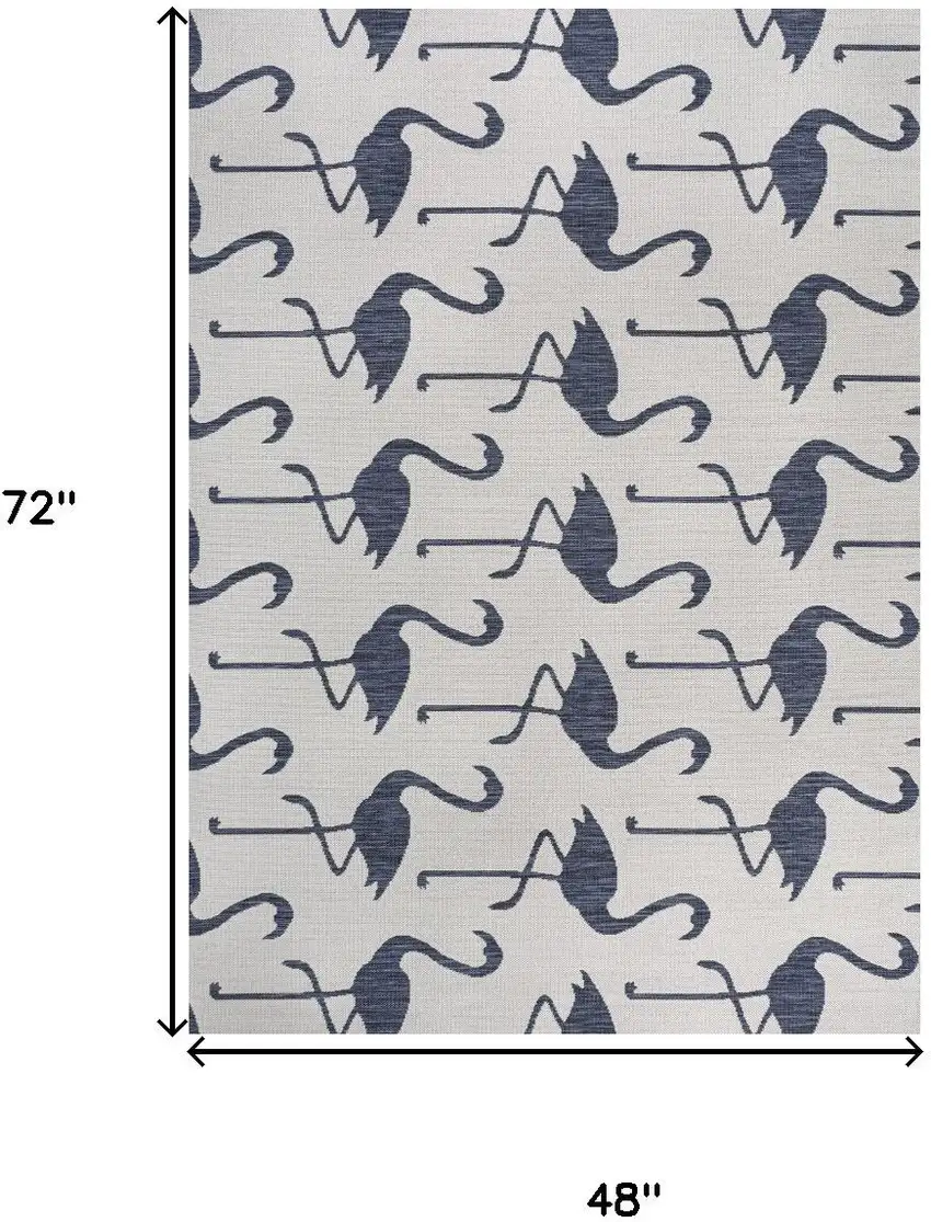 White And Navy Blue Animal Print Indoor Outdoor Area Rug Photo 5