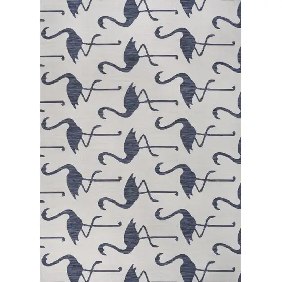 White And Navy Blue Animal Print Indoor Outdoor Area Rug Photo 2