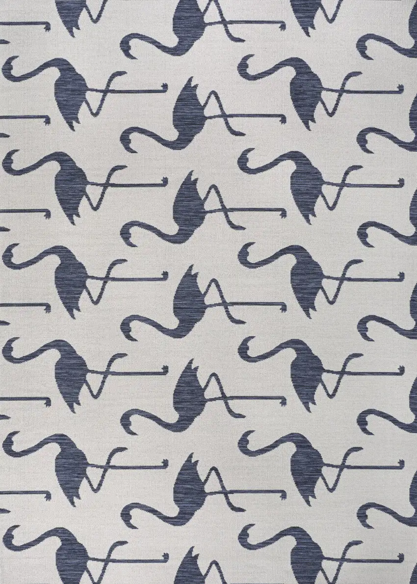 White And Navy Blue Animal Print Indoor Outdoor Area Rug Photo 2