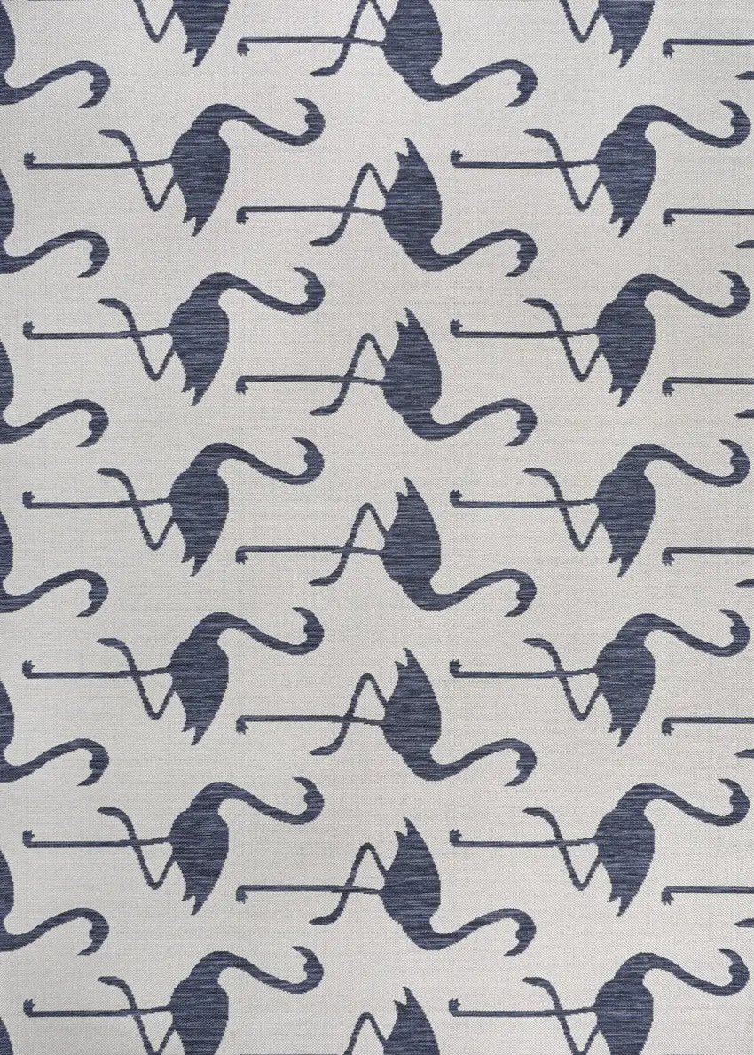 White And Navy Blue Animal Print Indoor Outdoor Area Rug Photo 1