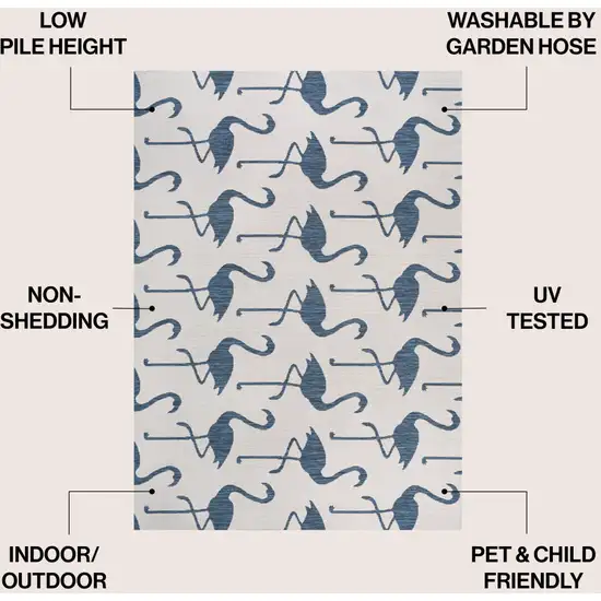 White And Navy Blue Animal Print Indoor Outdoor Area Rug Photo 9