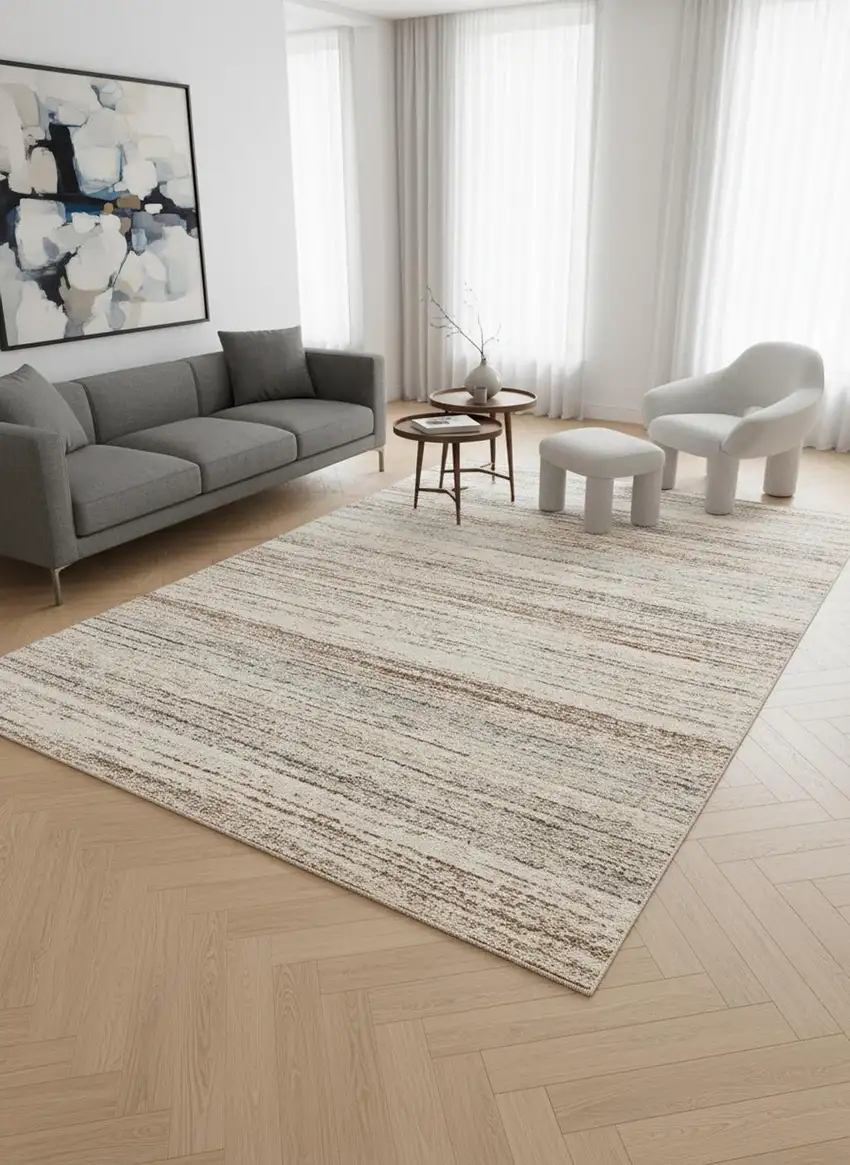 White And Orange Abstract Area Rug Photo 1