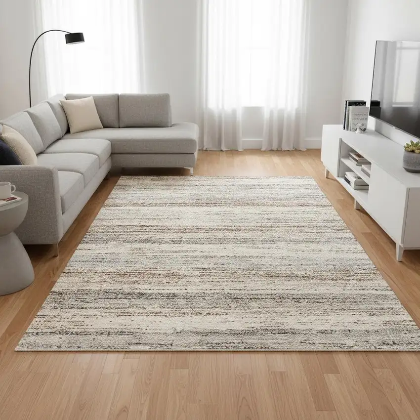 White And Orange Abstract Area Rug Photo 1