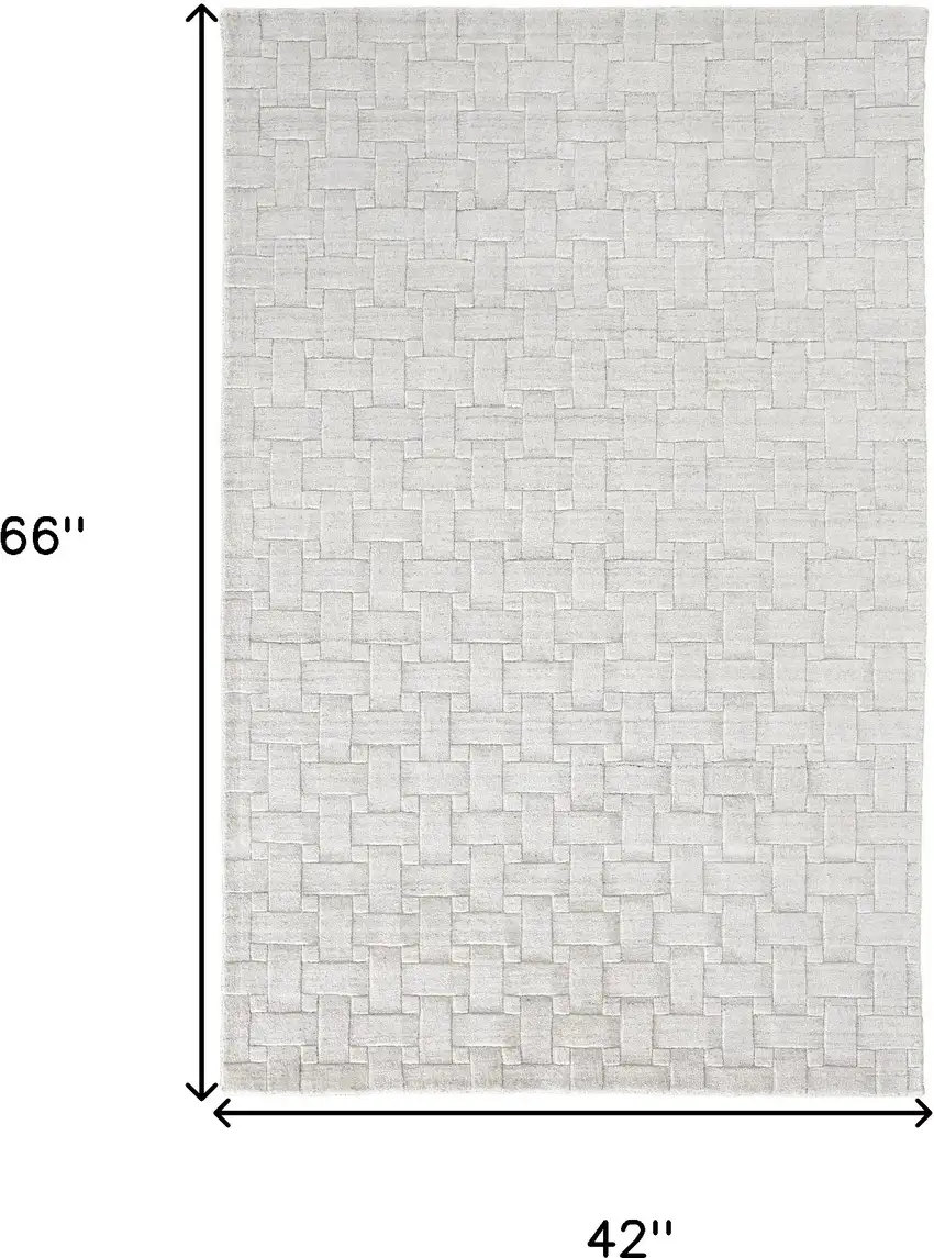 White And Silver Striped Hand Woven Area Rug Photo 10