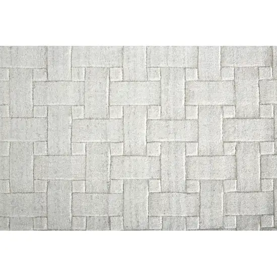 White And Silver Striped Hand Woven Area Rug Photo 3