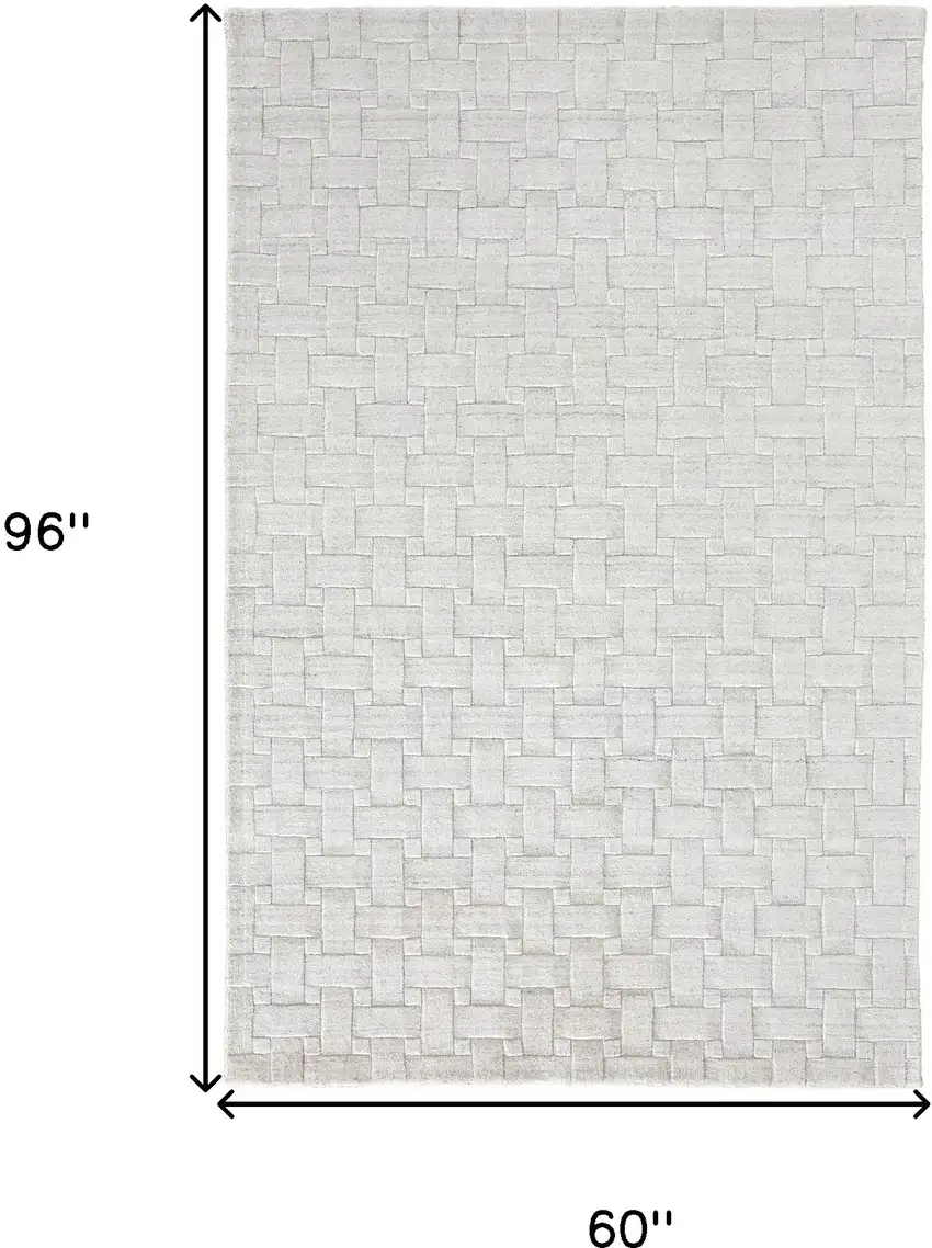 White And Silver Striped Hand Woven Area Rug Photo 10