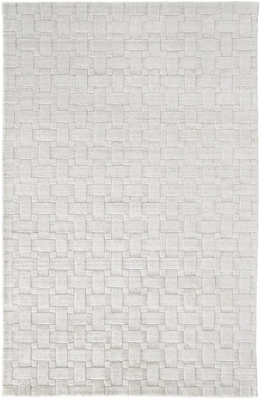 White And Silver Striped Hand Woven Area Rug Photo 1