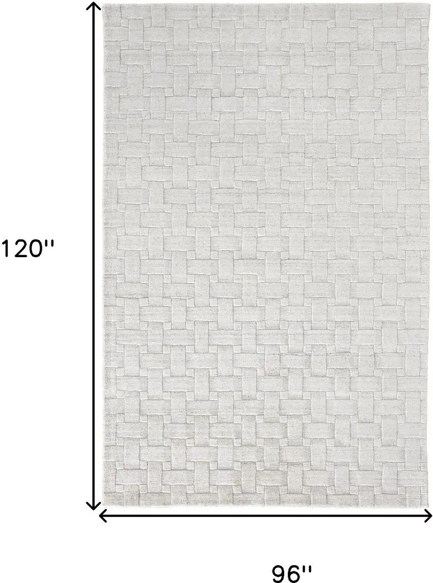 White And Silver Striped Hand Woven Area Rug Photo 10