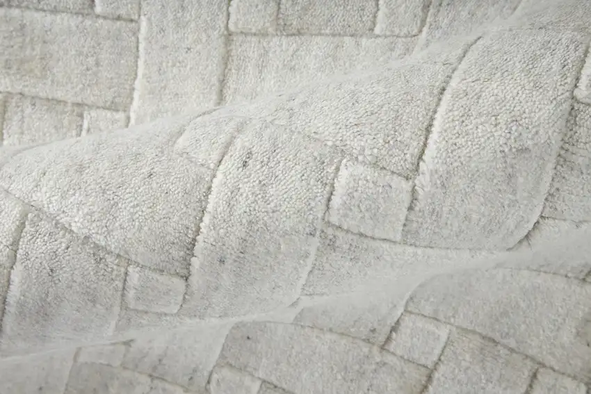 White And Silver Striped Hand Woven Area Rug Photo 9