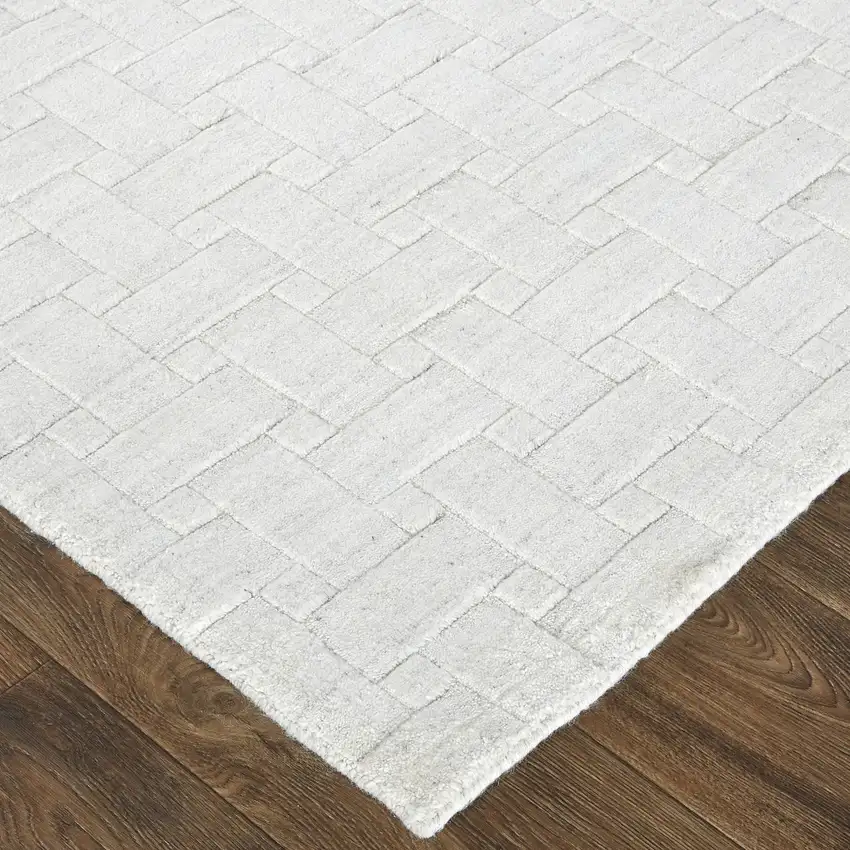White And Silver Striped Hand Woven Area Rug Photo 5