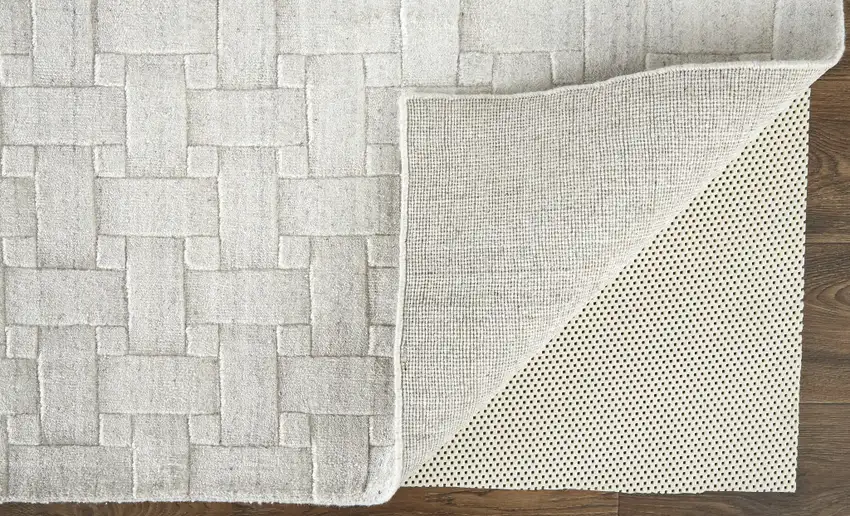 White And Silver Striped Hand Woven Area Rug Photo 4