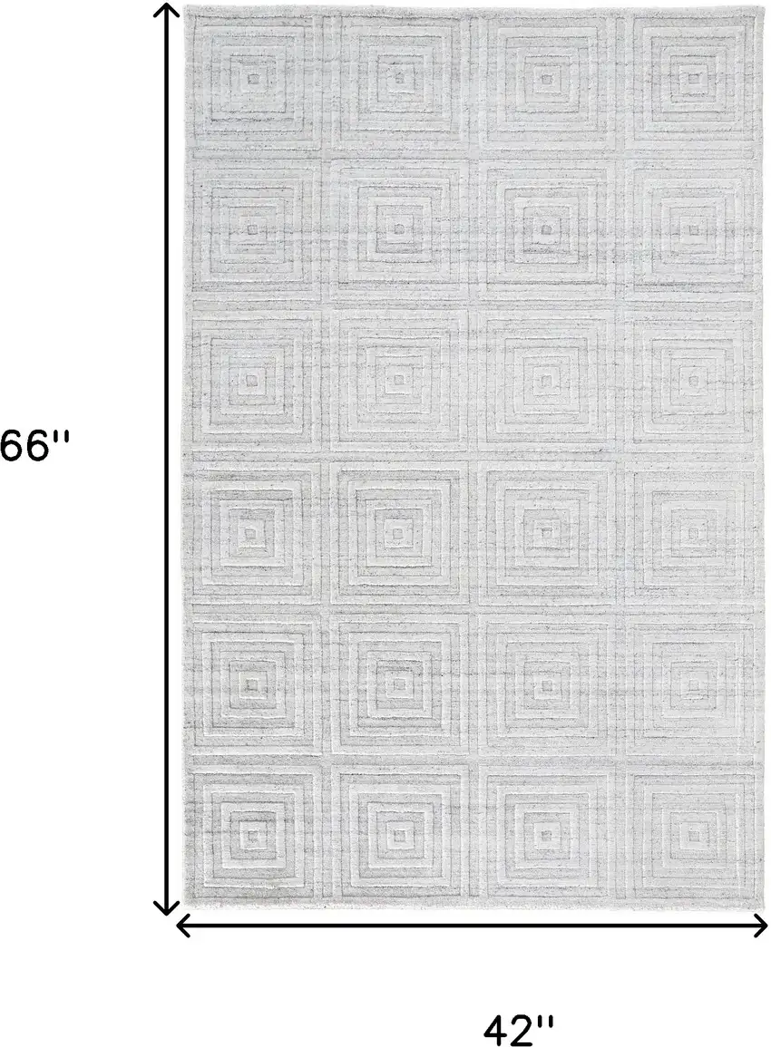 White And Silver Striped Hand Woven Area Rug Photo 4