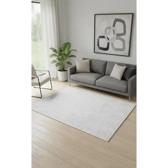 White And Silver Striped Hand Woven Area Rug Photo 1
