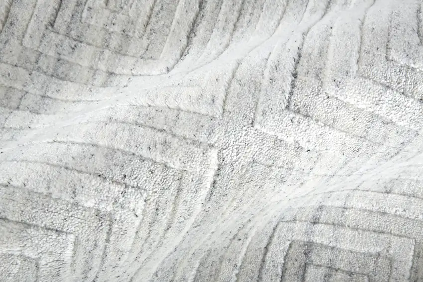 White And Silver Striped Hand Woven Area Rug Photo 8