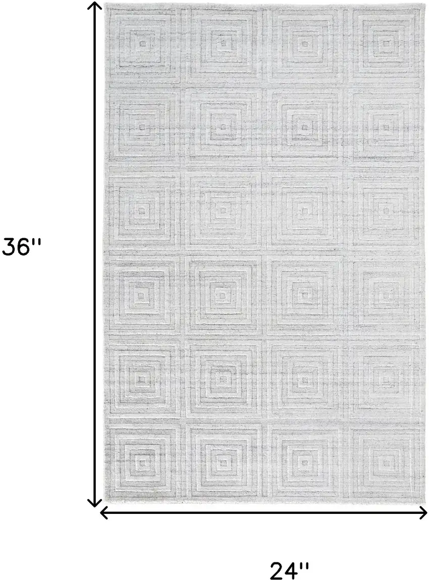White And Silver Striped Hand Woven Area Rug Photo 10