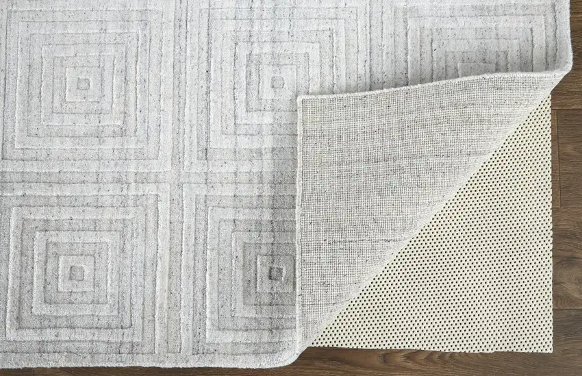 White And Silver Striped Hand Woven Area Rug Photo 3
