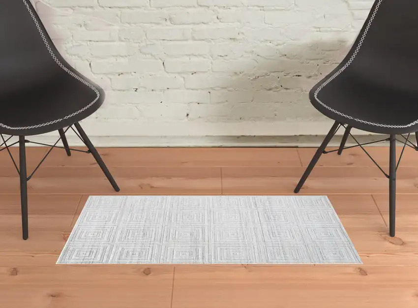 White And Silver Striped Hand Woven Area Rug Photo 2