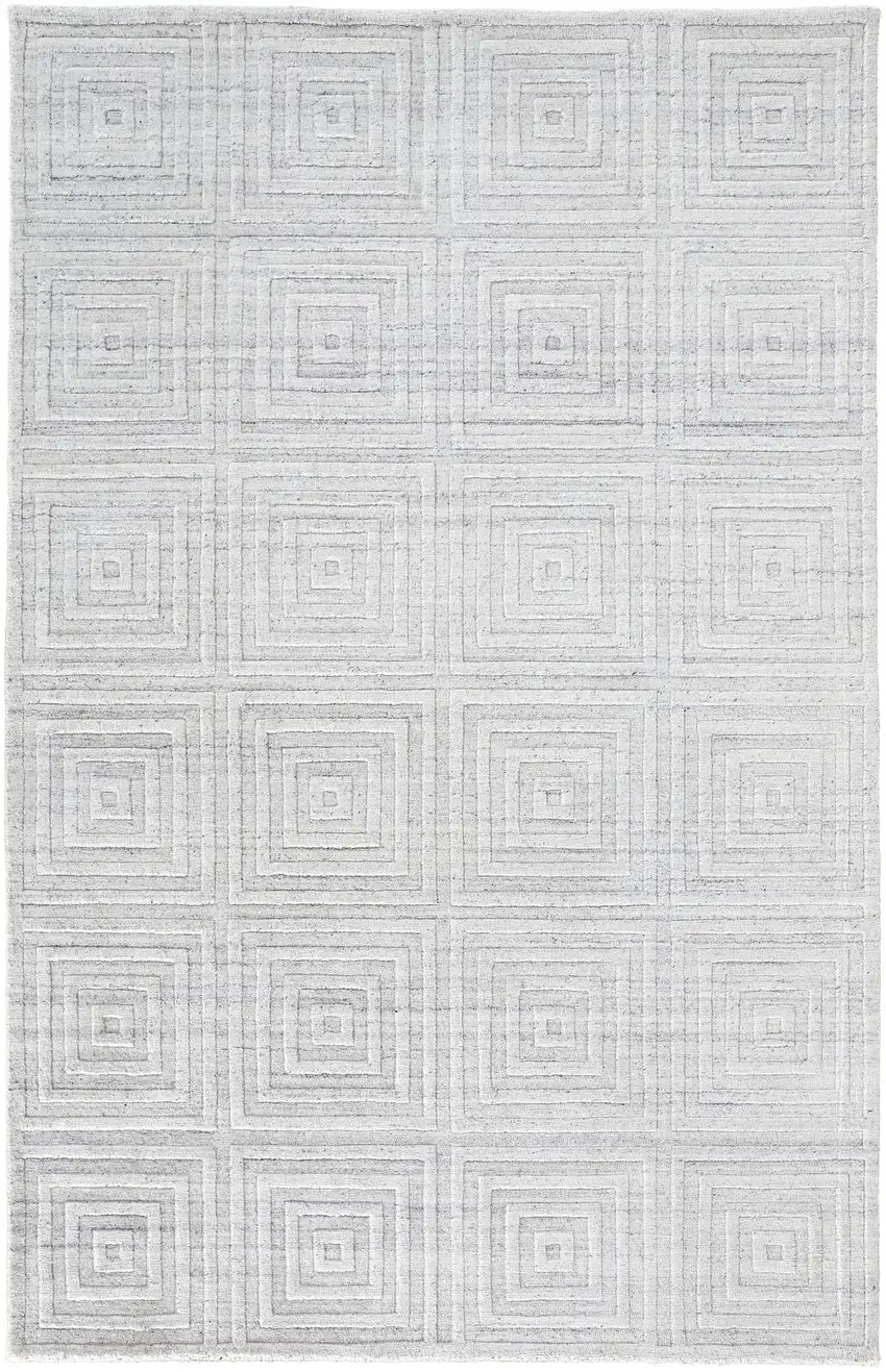 White And Silver Striped Hand Woven Area Rug Photo 1