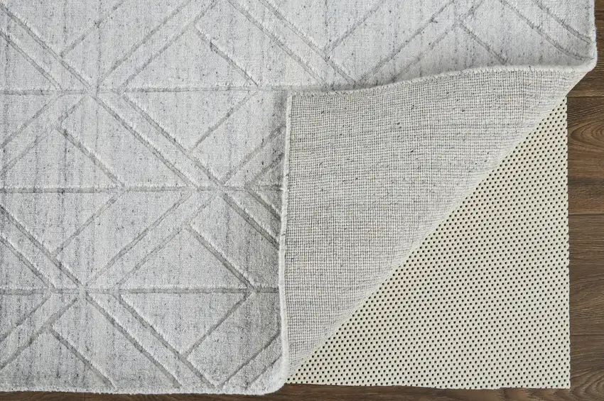 White And Silver Striped Hand Woven Area Rug Photo 3