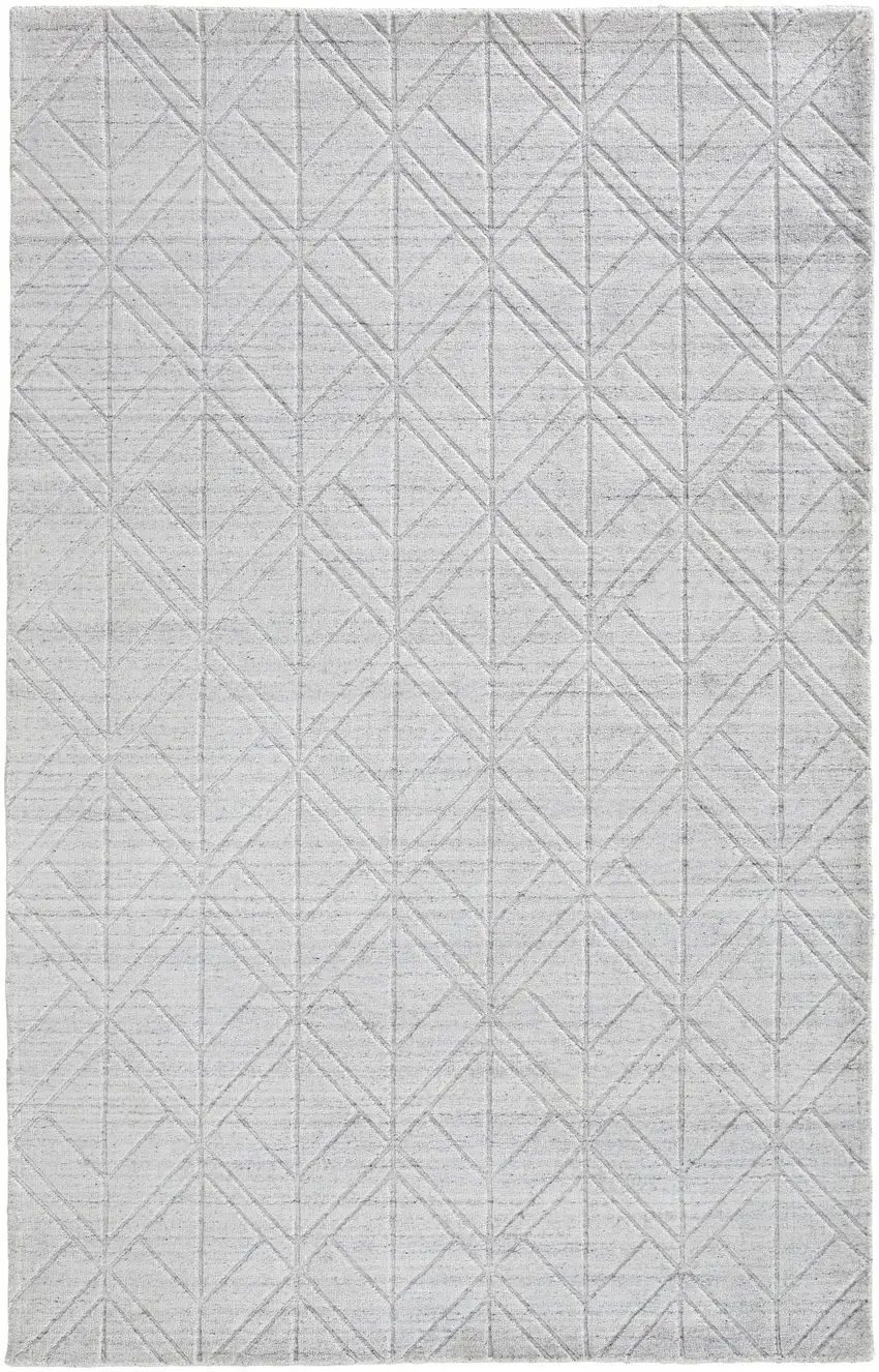 White And Silver Striped Hand Woven Area Rug Photo 1